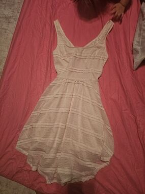 Asymmetrical Cream Textured Summer Dress